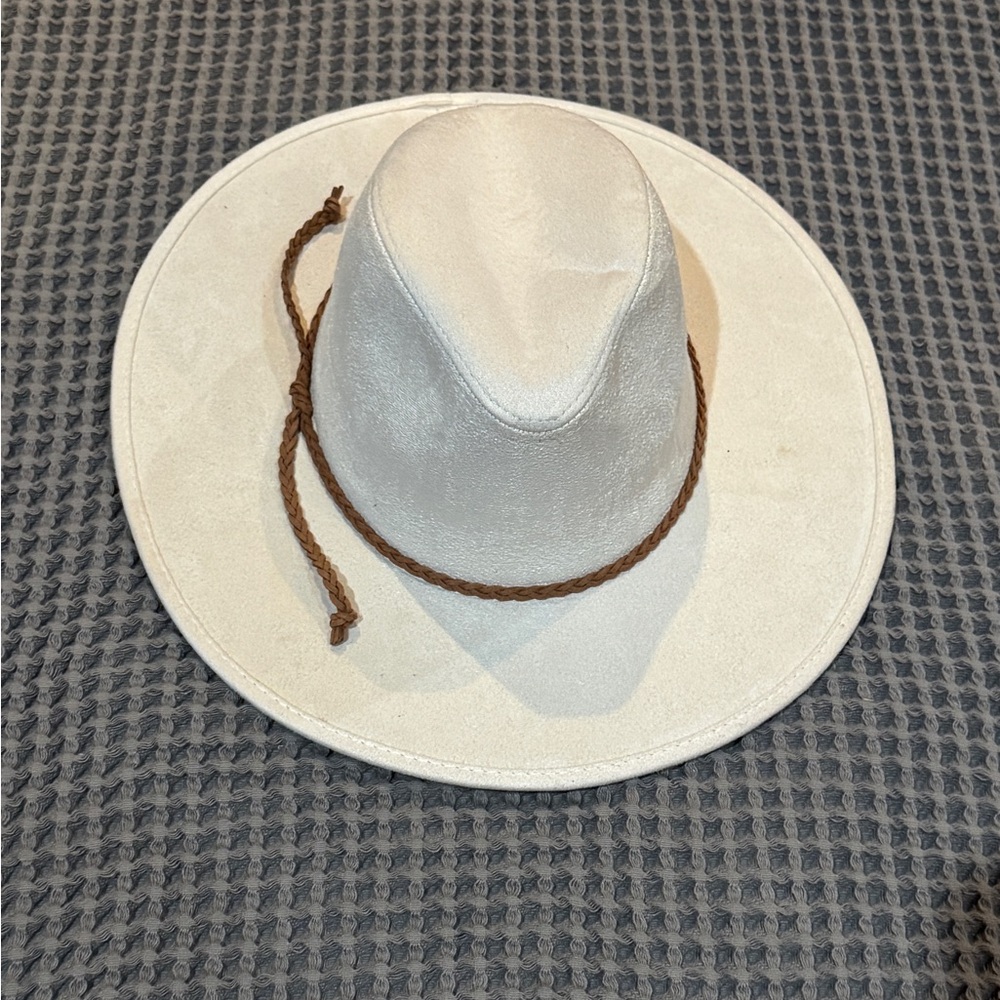 Cream Wide-Brim Charlie 1 Horse Style Hat with Brown Braided Band